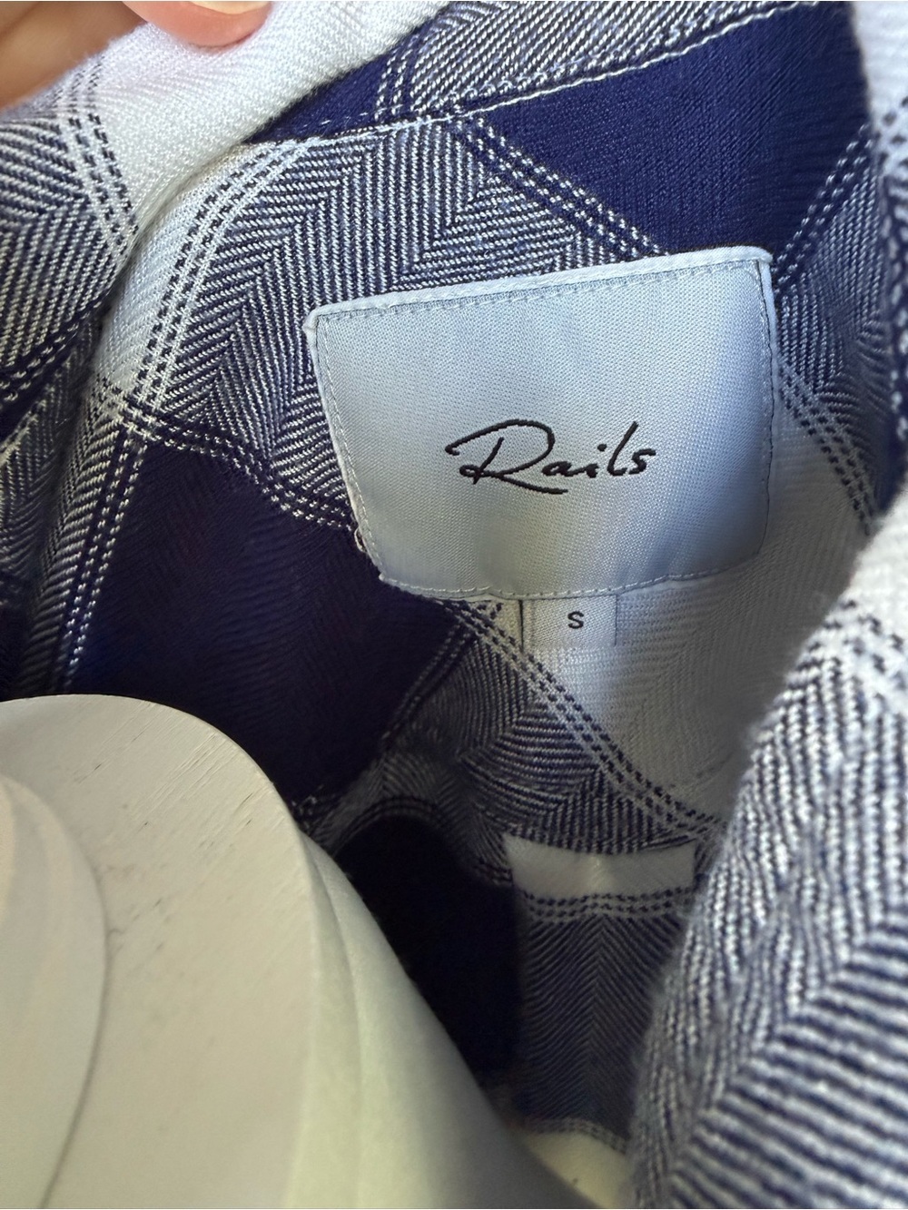 Rails Navy and White Large Checked Button-Up Long Sleeve Shirt Ultra Soft, Small - Picture 5 of 9